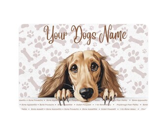 Saluki personalisierte Haustier Futtermatte, benutzerdefinierte Hundefuttermatte, Hundefütterungsmatte, niedliche Haustiermatte, Geschenk für Hundeliebhaber