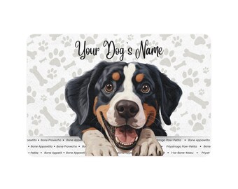Größerer Schweizer Sennenhund Personalisierte Haustierfuttermatte, individuelle Hundematte, Hundefutterstation, Tierliebhaber Geschenk, Einzigartiges Hundedekor,