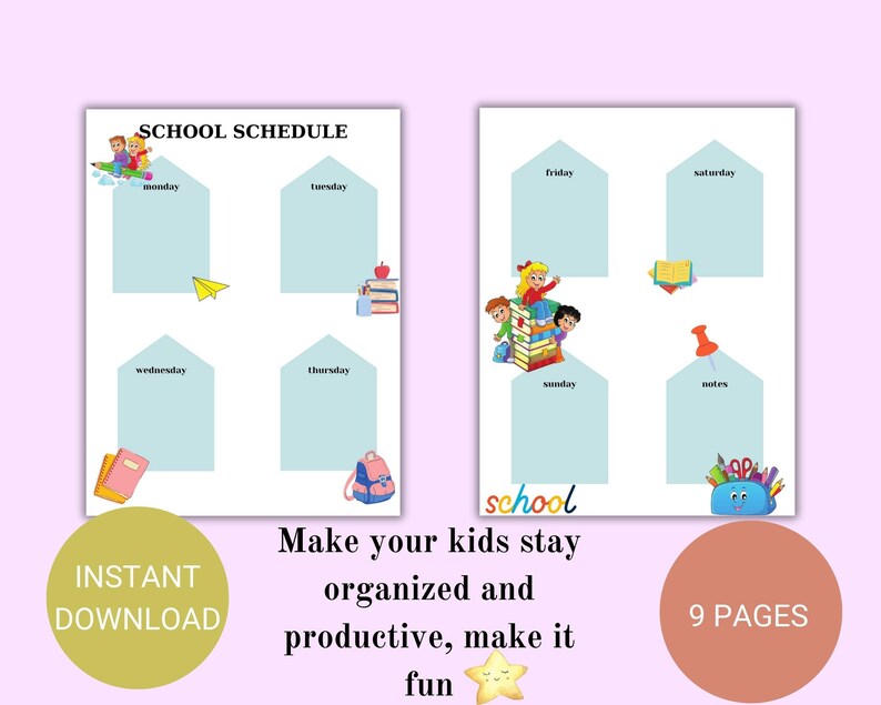 Printable Planner for Kids Kids School Planner Kids - Etsy