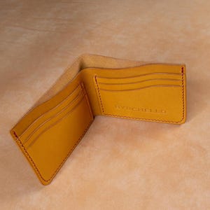 Portafoglio in pelle gialla – Portafoglio in pelle italiana fatto a mano con scomparti per carte per uomo e donna