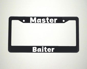 Master Baiter Funny Fishing License Plate Holder | Fishing Gag Gift