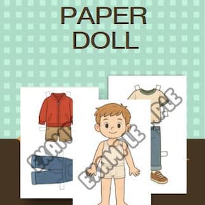 Printable Paper Doll PDF | Kids Dress Up Activity | Digital Download Paper Doll with Outfits | Cut and Play Craft for Kids