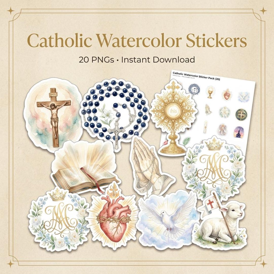 A Warm, Classic Collection of Catholic Stickers— Made for Planners and ...