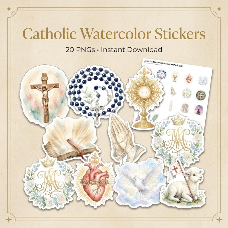A Warm, Classic Collection of Catholic Stickers— Made for Planners and ...