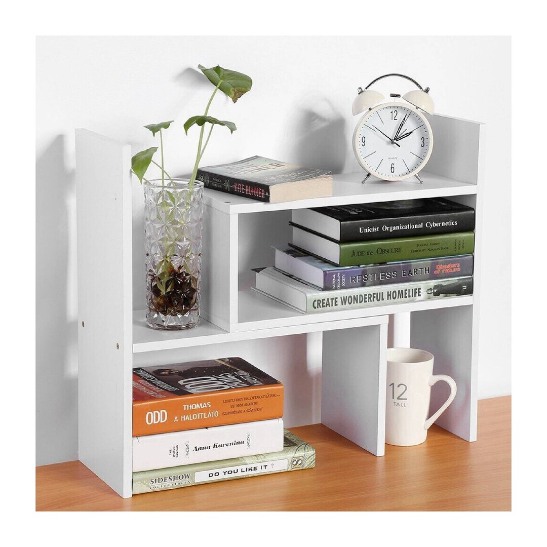 Desk Organizer Bookshelf Wooden Storage Rack Desk Unit Organizer Office