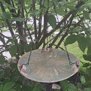 Handbuilt Stoneware Rose Dish: Victorian Ceramic Serving Bowl, Birdbath