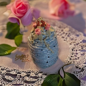 Lantern,Pottery lantern, Lantern with Roses,luminary, coil pottery. Ceramic lantern,luminary made with coils, lighted lantern