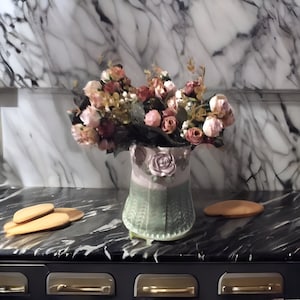 Rose Pottery vase, ceramic homemade vase  handmade flower vase,Handmade vase, hand built pottery vase, handmade ceramic flower vase