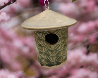 Bird house made from clay,unique, eco-friendly, pottery birdhouse, yard ornament,best pottery, best ceramics, best birdhouses