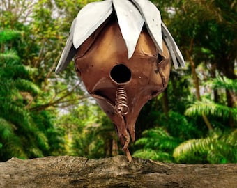 Handmade Stoneware Clay Birdhouse: Unique Eco-Friendly Yard Art