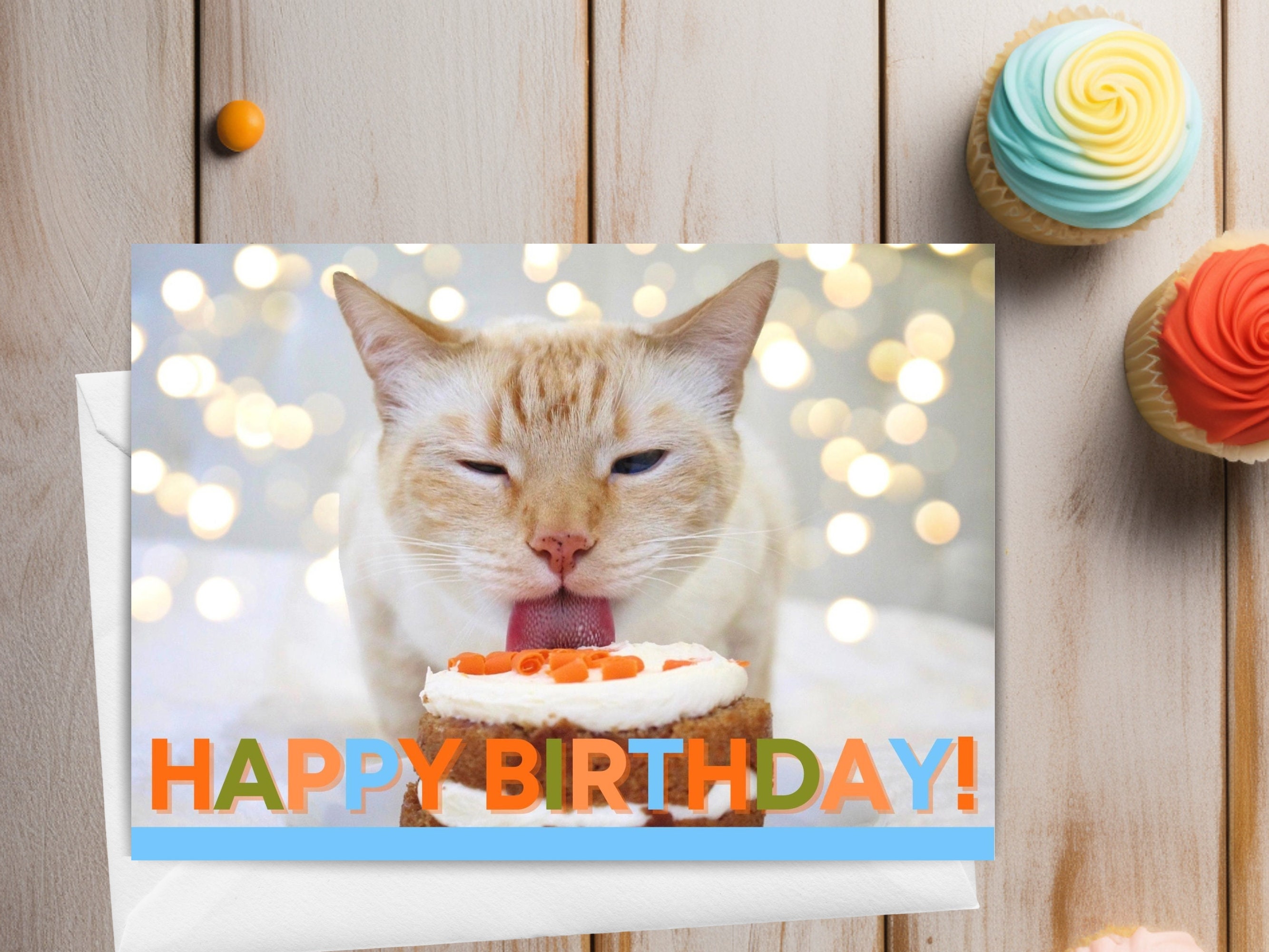 Printable Birthday Card, Happy Birthday, Printable Cat Card, Funny Cat ...