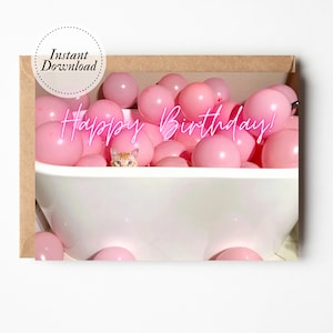 Druckbare Geburtstagskarte, alles Gute zum Geburtstag Katze, druckbare Katzenkarte, lustige Katzenkarte, Katzenliebhaberkarte, verrückte Katzendame Geschenk, süße Tochterkarte