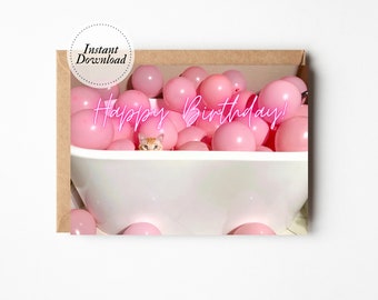 Printable Birthday Card, Happy Birthday Cat, Printable cat card, Funny cat card, Cat lover card, Crazy cat lady gift, cute daughter card