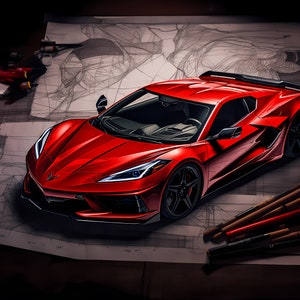 Red Chevy C8 Corvette