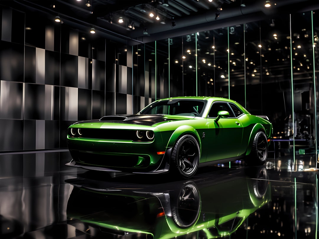 Green Dodge Challenger Hellcat - Etsy
