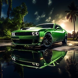 Green Dodge Challenger Hellcat