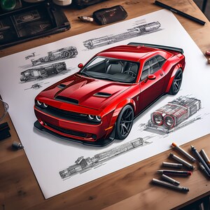 Dodge Challenger Widebody Sketch