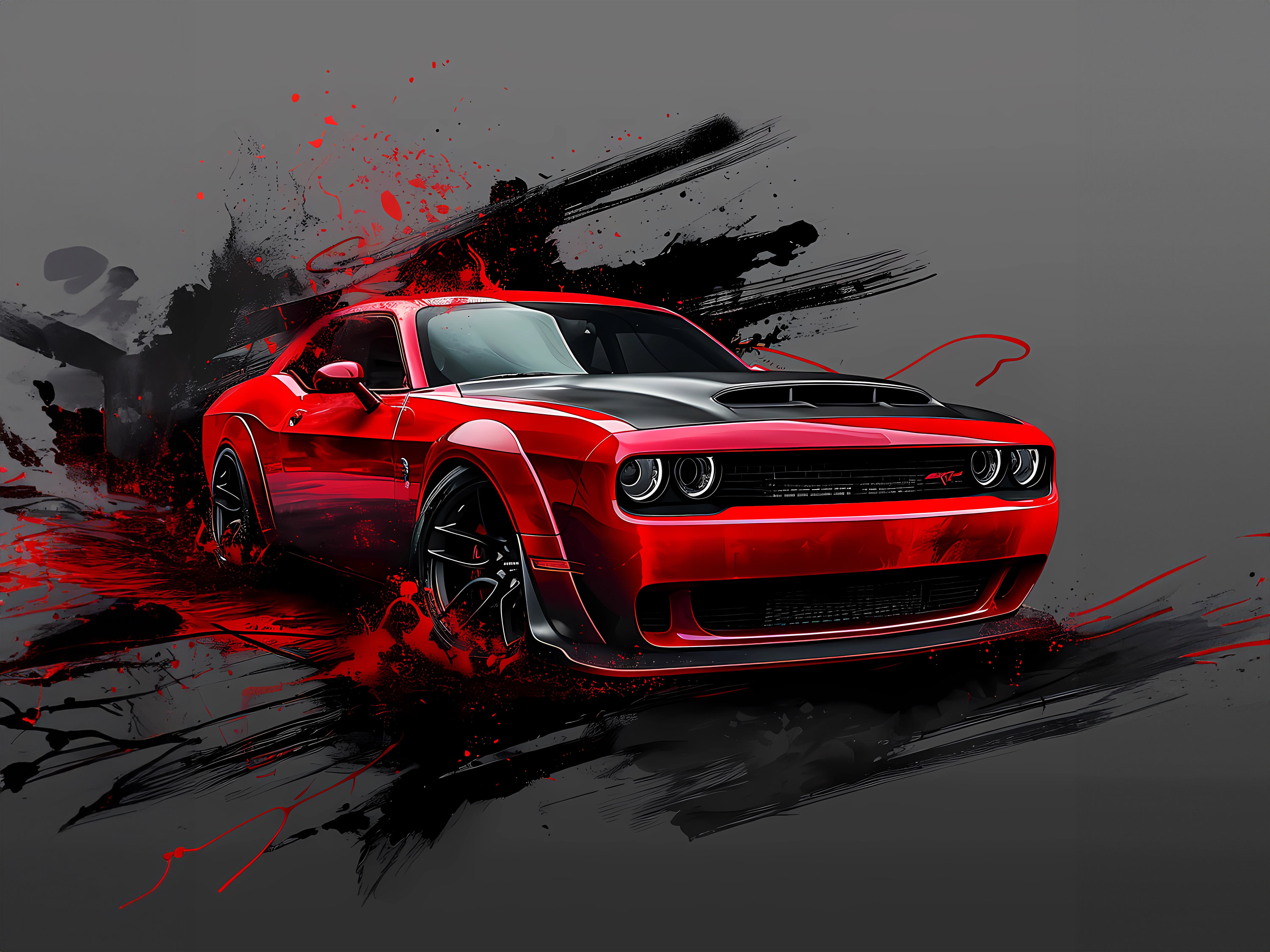 Dodge Challenger Abstract Painting - Etsy