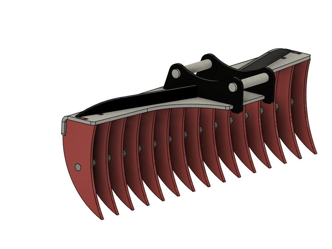 Rake 1500-15mm Steel- Dxf , Lasercut. Plasmacut .watercut. Excavator ...