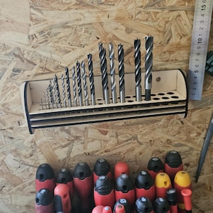 Wandboorhouder, 4 mm multiplex .dxf-bestand DIY lasercut .workshop organizer