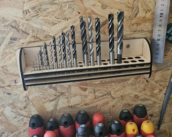 Wall Drill Bit Holder, 4mm Plywood File DIY Lasercut