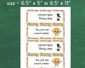 100 days of school treat bag topper smart cookie treat tag scholar tag teacher student gift printable instant download sandwich bag topper