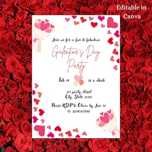 Galentine&#39;s day party invitation valentines party invite evite girls night party invite editable template canva instant download printable