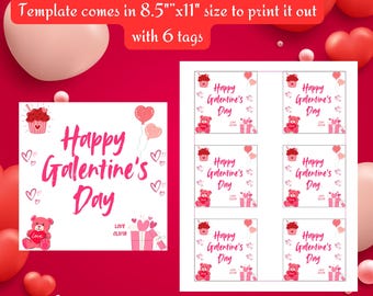 Galentine's party  favor tag friends valentine gift tag thank you tag party decor gift basket tag template editable canva instant download
