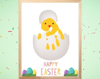 Easter handprint craft DIY keepsake kids preschool toddler school baby daycare activity  chick spring art craft printable instant download