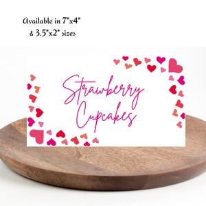 Cartões de rótulos de comida para festa de Galentine editáveis, cartões de buffet, cartão de lugar para festa de dia dos namorados, modelo de cartões de comida para dia dos namorados para impressão, barraca de buffet