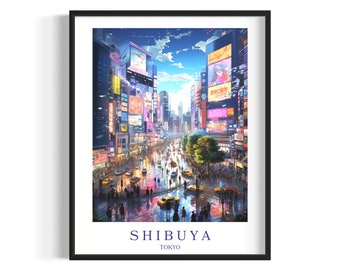 Impression Shibuya | Art japonais | Impression numérique | Impression de voyage | Art mural | Décoration d'intérieur