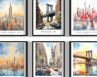 new york city set of 25 poster wall art vintage nyc poster city map print printable, new york photo print, nyc art prints