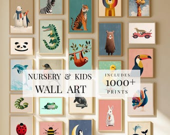 1000+ Kid's Room Wall Art Print Bundle Digital Download Nursery Prints Playroom Decor Maximalist Prints Playroom Decor Toddler Room Print