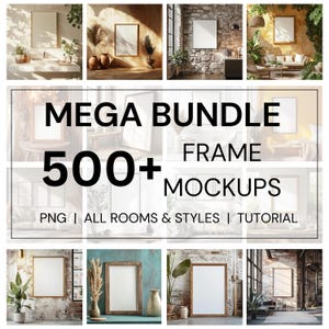 Frame Mockup Bundle Lifetime, Wall Frame Mockup Poster, Interior Mock Up, Print Mockup, Mock-Up Frame Boho 500 PSD Wall Mockup Frame,