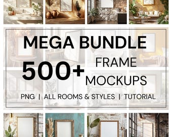Frame Mockup Bundle Lifetime, Wall Frame Mockup Poster, Interior Mock Up, Print Mockup, Mock-Up Frame Boho 500 PSD Wall Mockup Frame,