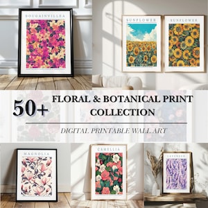 Flower Market Print set Gallery Wall Set Trendy Flower Posters Botanical Art Set of 50 Flower Prints Digital Download
