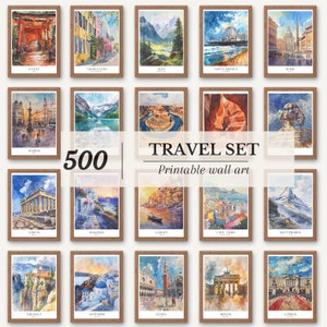 Colección de 200 impresiones de viajes | Descarga digital | Decoración de pared de viaje |