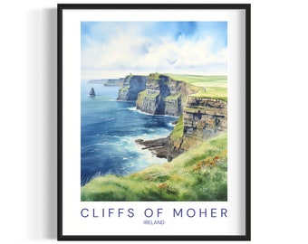 Cliffs of Moher Travel Art Print Digital Download Travel Posters Printable Wall Art Home Decor