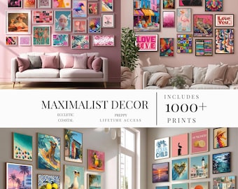 1000+ Maximalist Wall Art Bundle Eclectic Wall Art Maximalist Home Decor Trendy Wall Art Trendy Prints, Preppy decor Coastal art