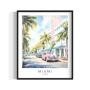 Miami  Travel Art Print Digital Download Travel Posters Printable Wall Art Home Decor