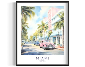 Miami  Travel Art Print Digital Download Travel Posters Printable Wall Art Home Decor