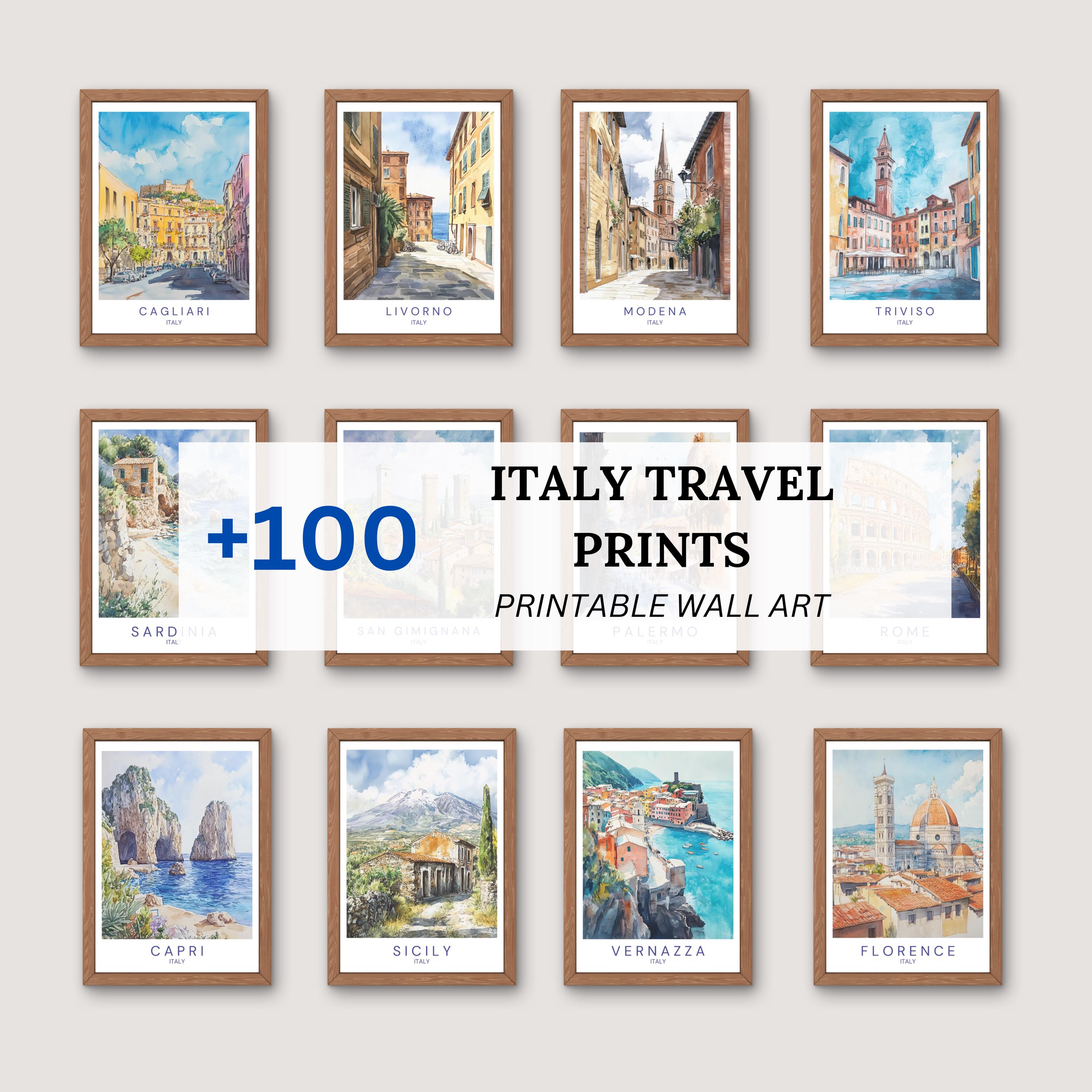 Italy Travel Poster Bundle - Amalfi Coast, Rome & Lake Como Wall Art, Vintage Decor for Home, Travel Enthusiast Gift
