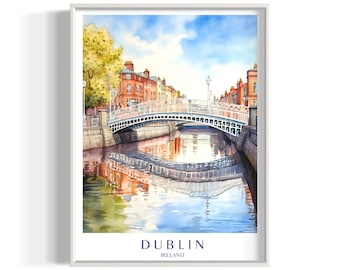 Impresión digital de arte de viaje de Dublín, descarga de carteles de viaje, arte de pared imprimible, decoración del hogar