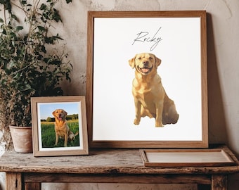 Custom Pet Portrait, Personalised Dog Cat Illustration from Photo, Hand Drawn Pet Art, Pet Memorial Gift, Digital Pet Drawing