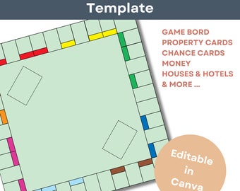 Modello personalizzato per il gioco da tavolo Monopoly / Stampa digitale / Perfetto per le serate di gioco / Regali fatti in casa per compleanni e Natale / Modificabile in Canva