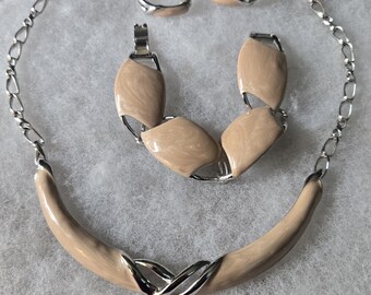 Monet enamel necklace bracelet and earrings set