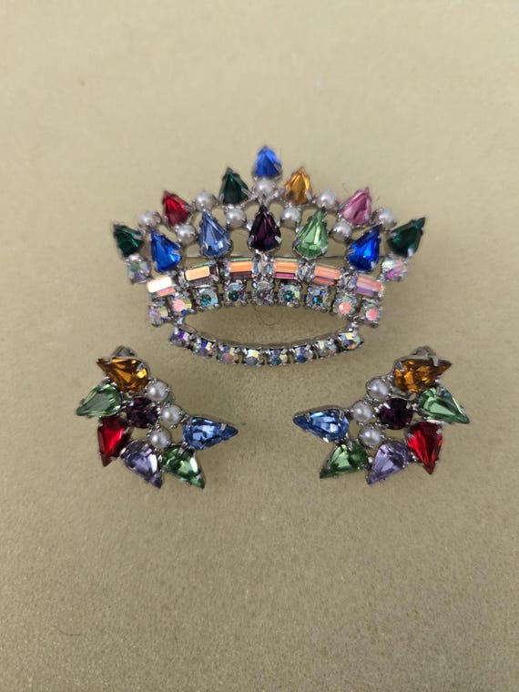 B David Crown Brooch and Earrings Set. Etsy
