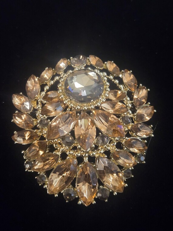 Napier topaz rhinestone brooch