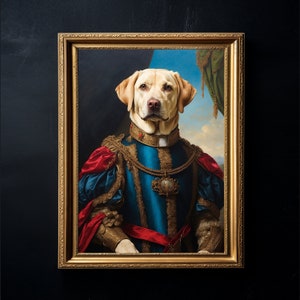 Baron Labrador | Renaissance Painting. Home decor gift. Animal Painting. Dog Portrait. Art print and poster. Pet Lovers. Pet Royal Portrait