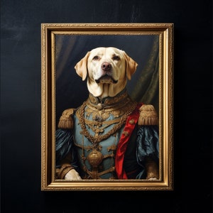 General Labrador | Renaissance Painting. Home decor gift. Pet Painting. Dog Portrait. Art print and poster. Dog Lovers. Royal Portrait